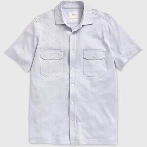 NWT!! Billy Reid Short Sleeve Hemp Cotton Knit Shirt Pebble Blue - Large